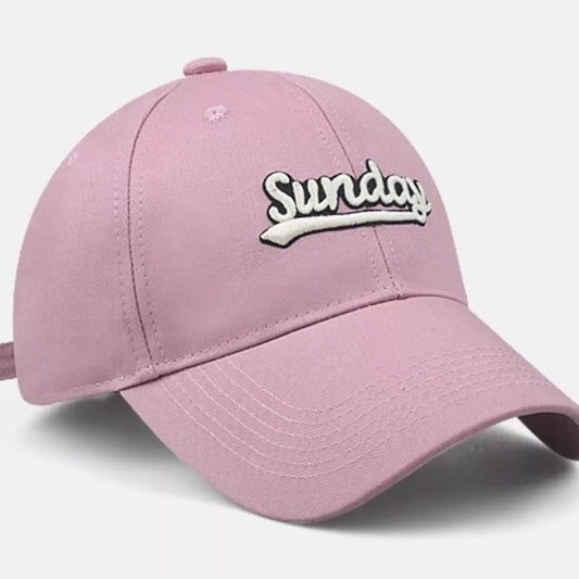 Unisex Sunday embroidered cotton baseball cap - pink front view