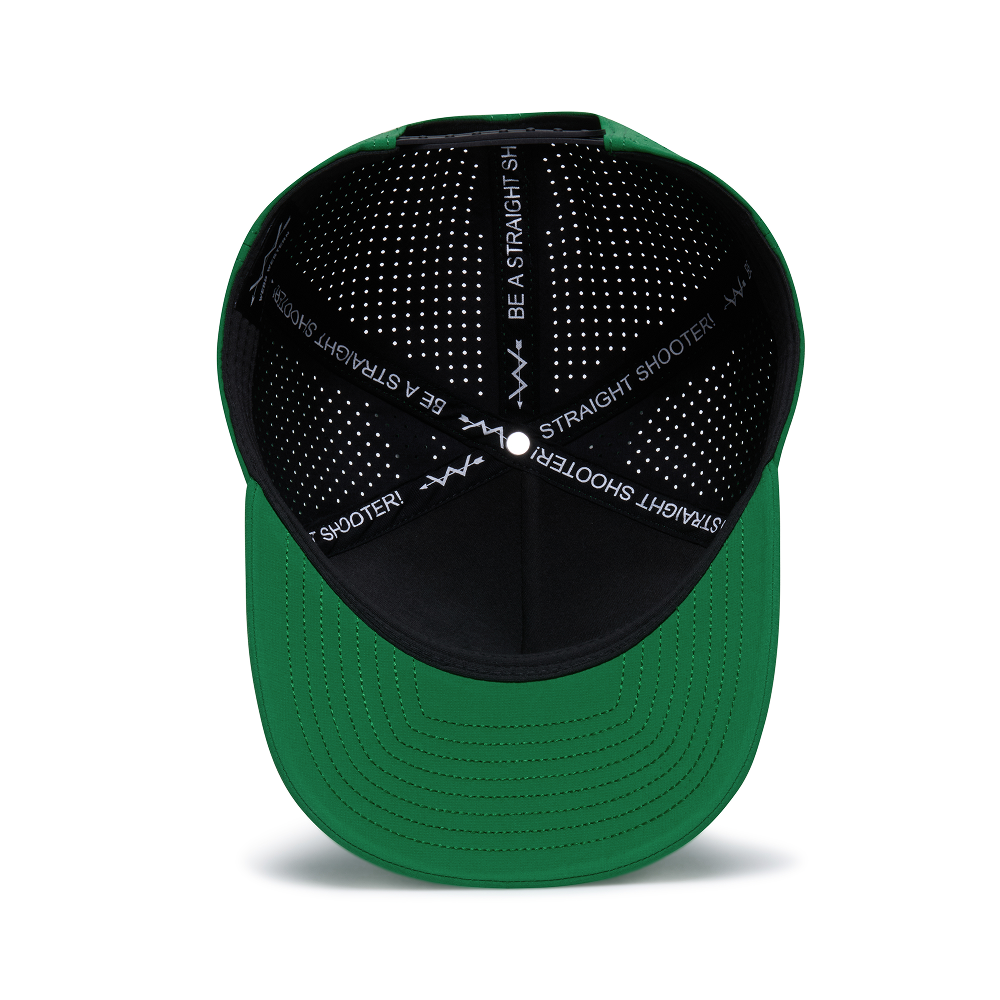 Webb Western Shamrock cap, interior view showing the sweatband and crown seams