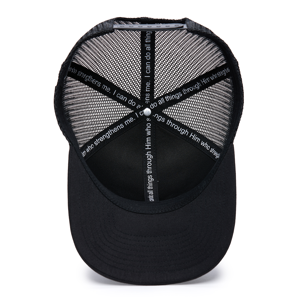 Webb Western Philippians 4:13 (Antler) cap, interior view showing the sweatband and crown seams