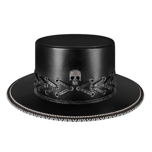 Unisex Halloween Punk Skull Black Top Hat