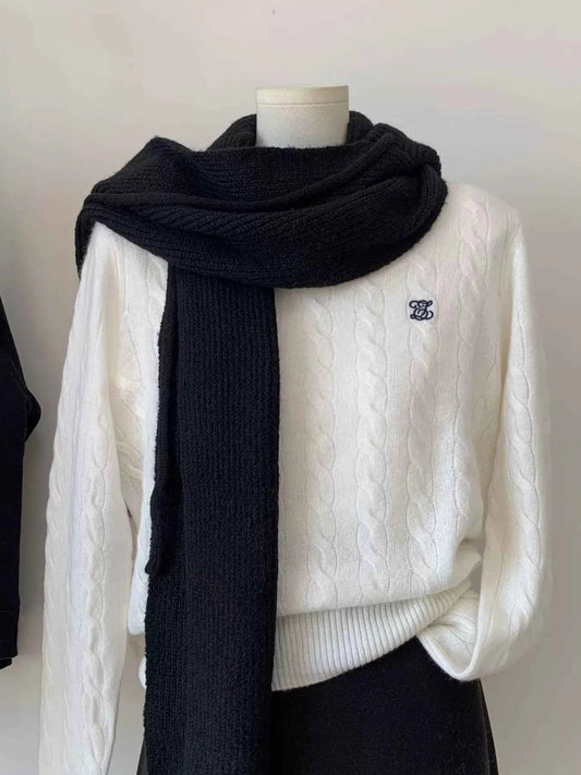 Knitted Solid Color Beanie Scarf Hat