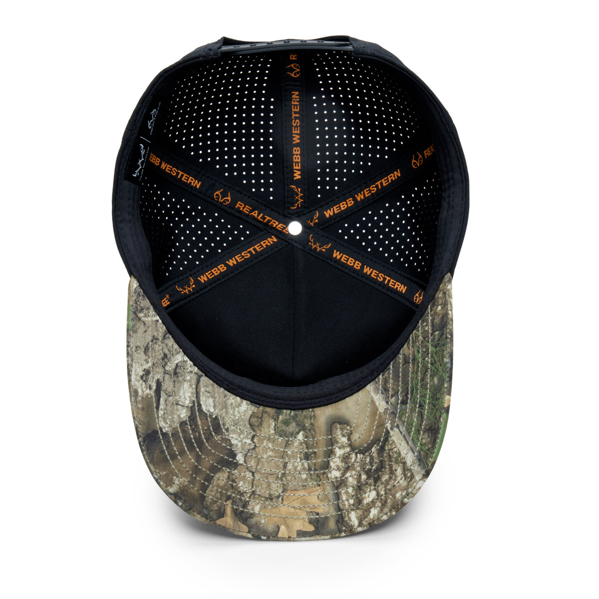 Webb Western Blackwood APX® cap, interior view showing the sweatband and crown seams