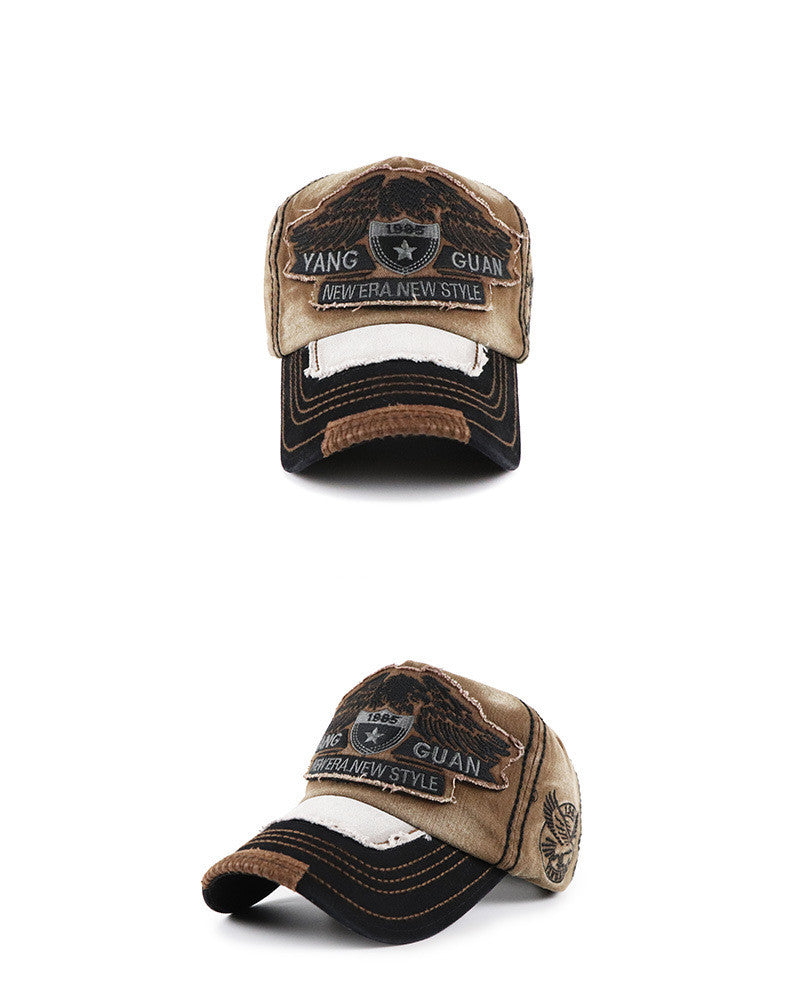 Unisex vintage washed cotton embroidered baseball cap - product photo 3