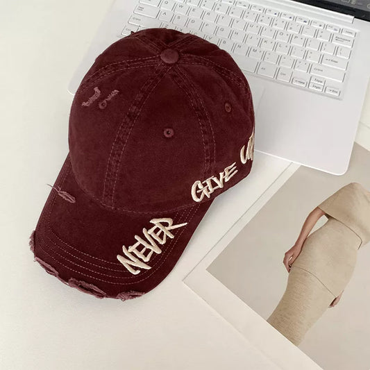 Compact distressed embroidered baseball cap - product photo 2