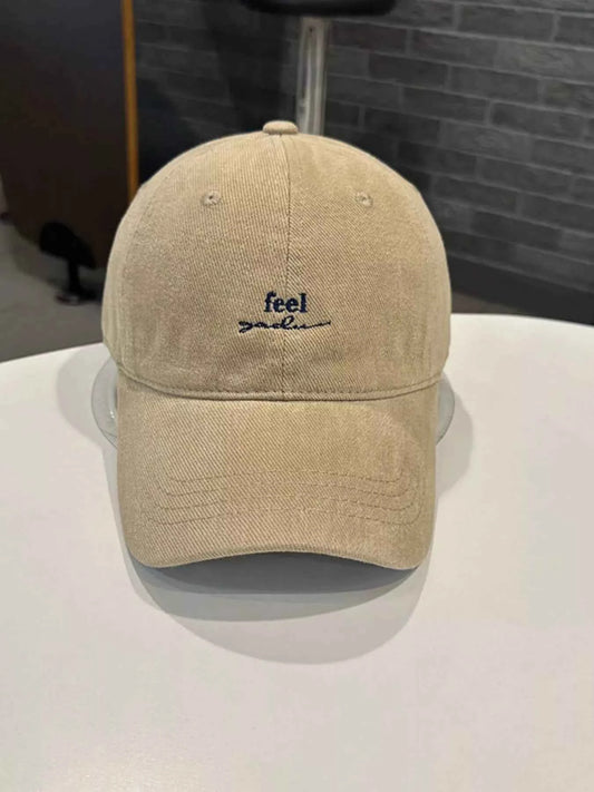 Minimal Script Embroidered Cotton Baseball Cap