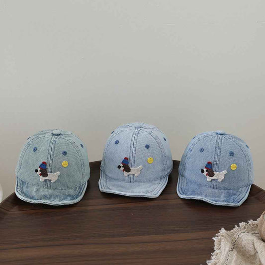 Toddler light blue dog cap casual side view