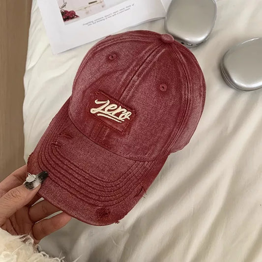 Distressed washed cotton baseball cap - product photo 2