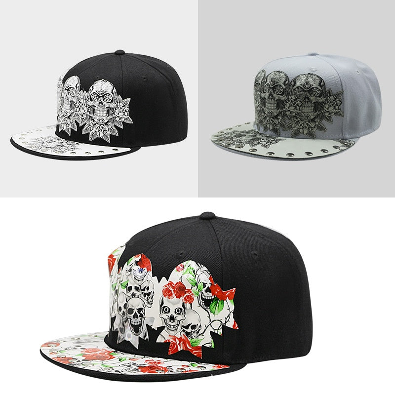 Unisex skull snapback color options display