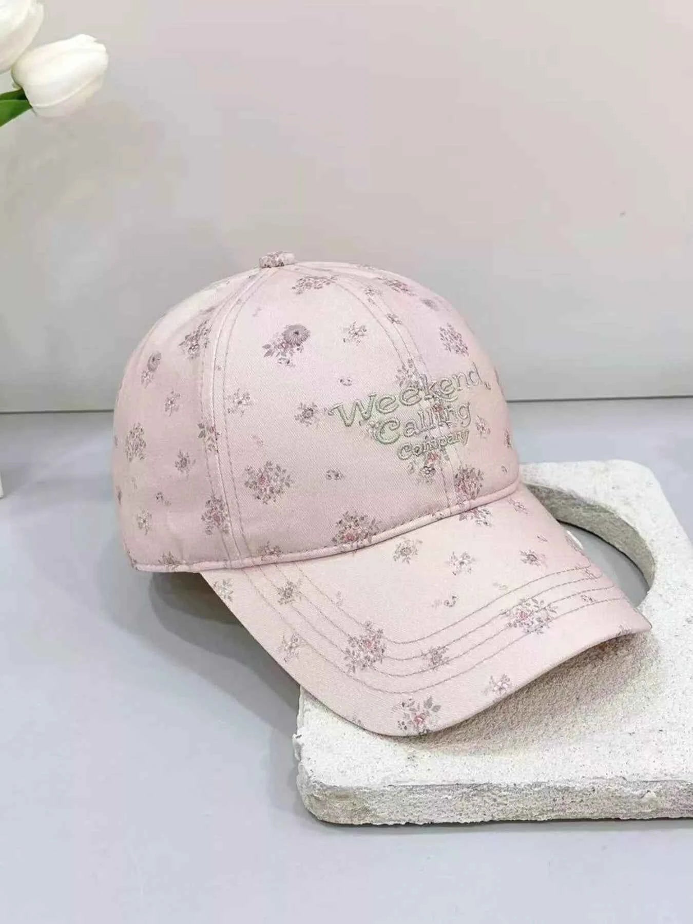 Pastel Floral Embroidered Cotton Baseball Cap