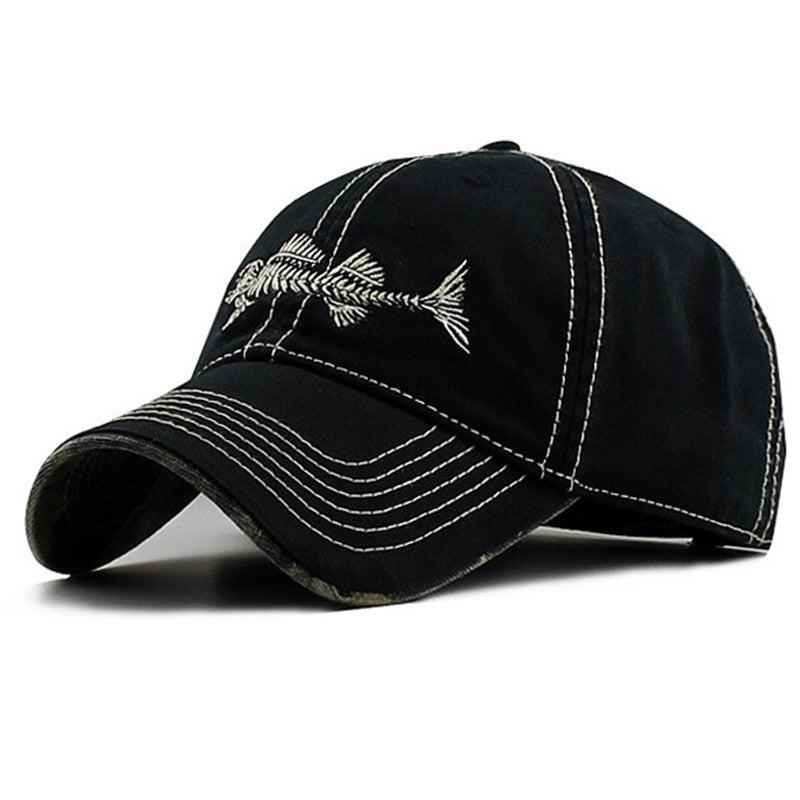 Hip-Hop Fishbone Embroidered Baseball Cap