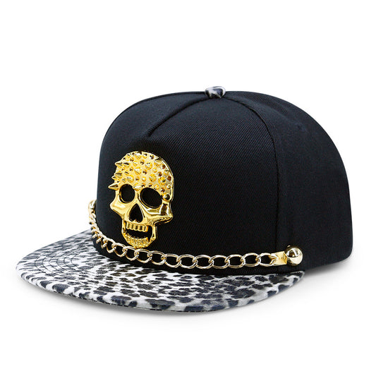 Unisex Gold Skull Chain Flat Brim Snapback Caps product photo 2