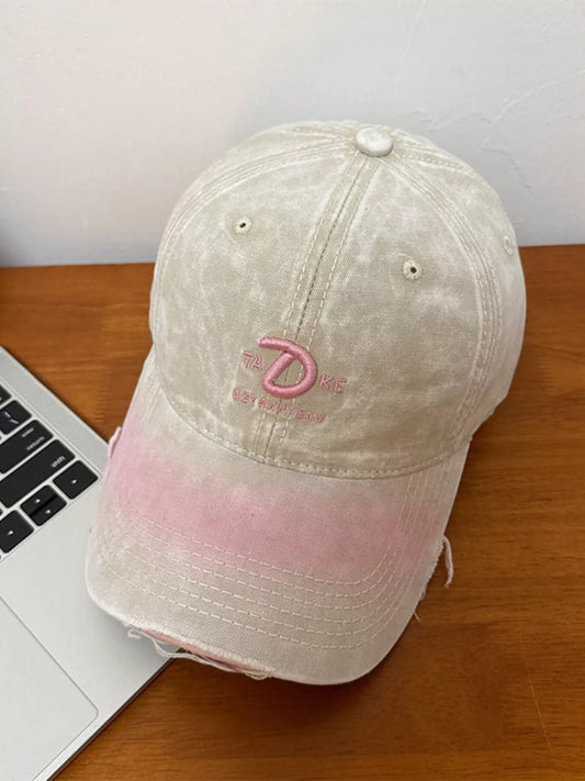 Unisex minimalist distressed embroidered baseball cap - wine red view