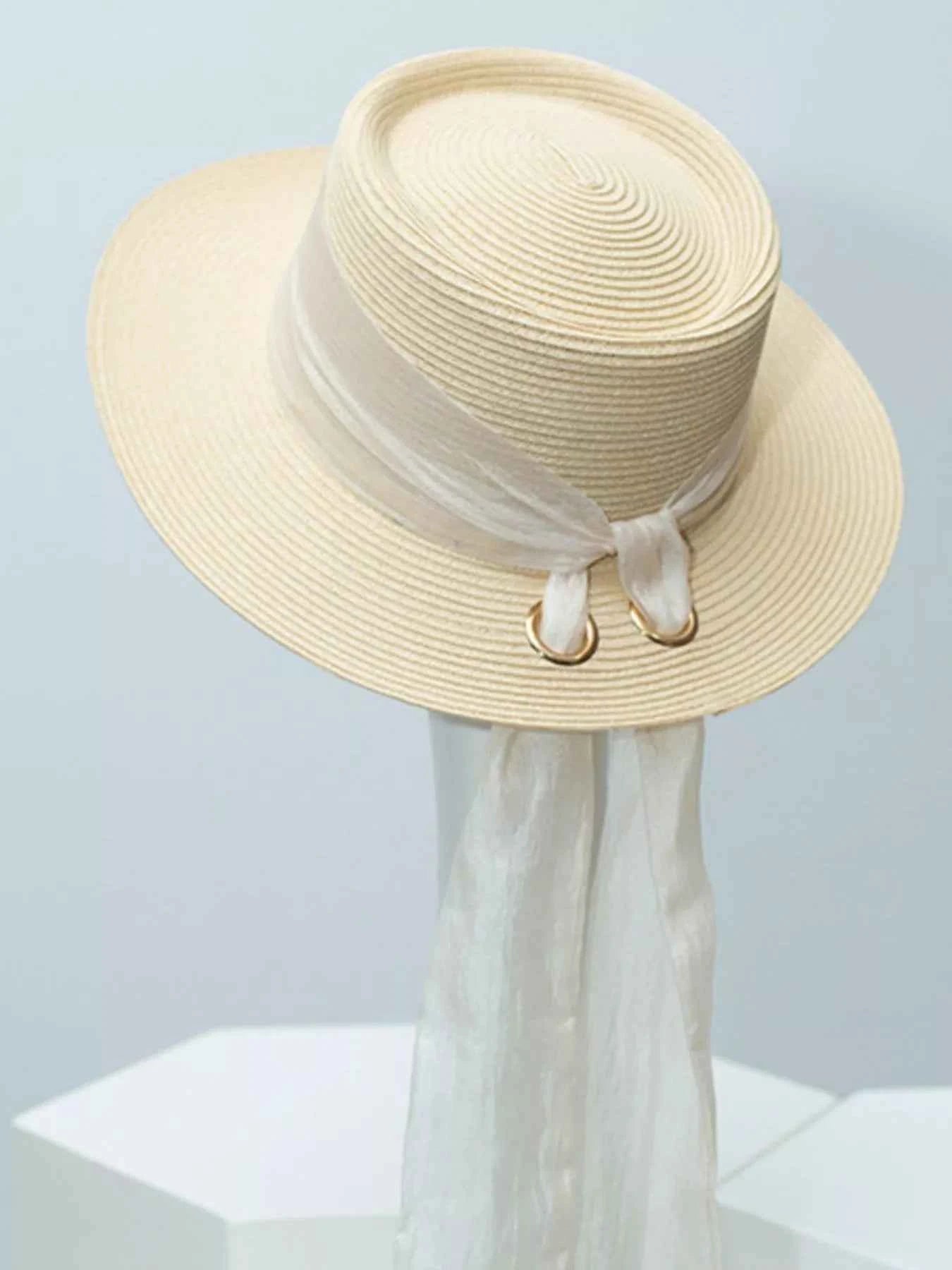 Ribbon Accent Straw Sun Hat
