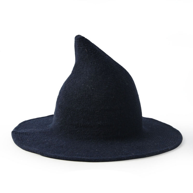 Women's Wool Halloween Witch Hat - Black color option view