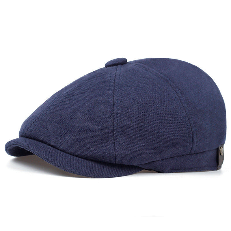 Men's flat cap curved peak close-up