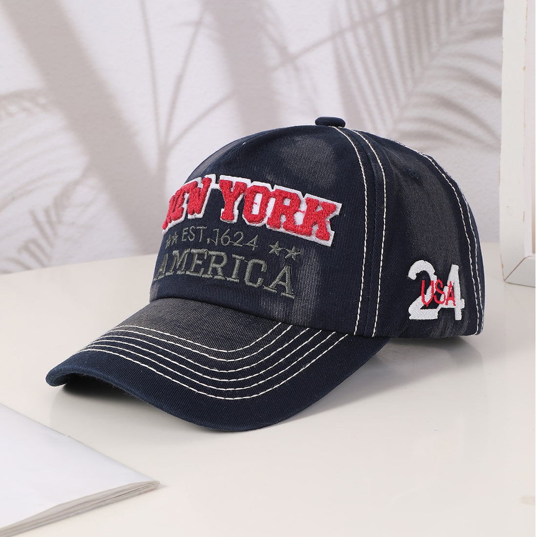 Embroidered city cap outdoor styling view