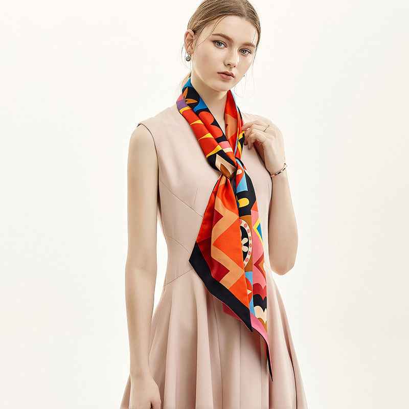 Women’s Abstract Print Long Silk Scarf