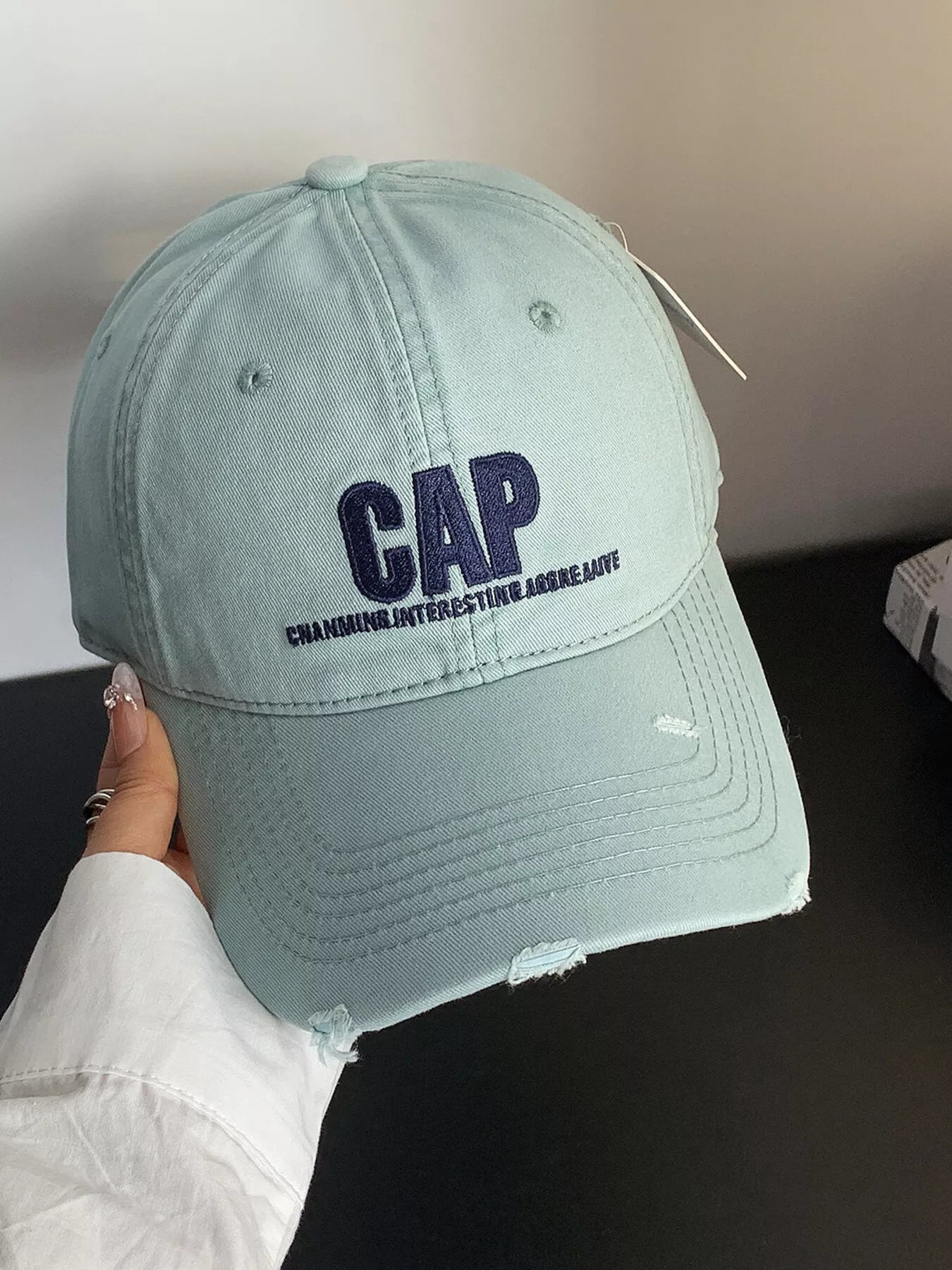 Embroidered distressed baseball cap - product photo 3
