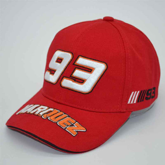 White racing-inspired cotton baseball cap front view