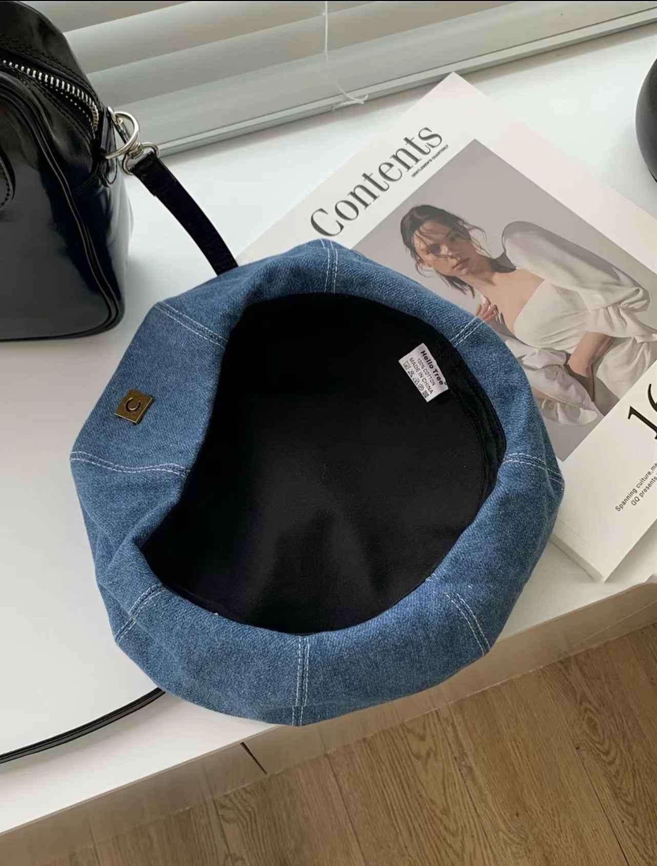 Women's C-Letter Denim Beret Hat