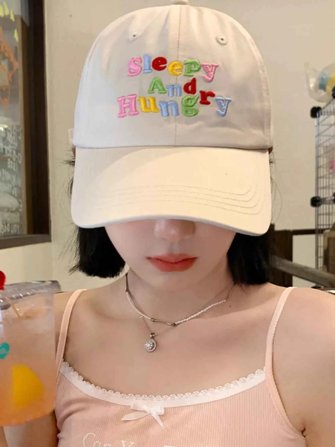 Soft-Tone Letter Embroidered Cotton Baseball Cap