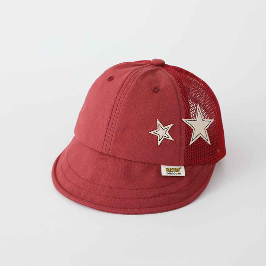 Kids Khaki Star Embroidered Mesh Baseball Cap side angle