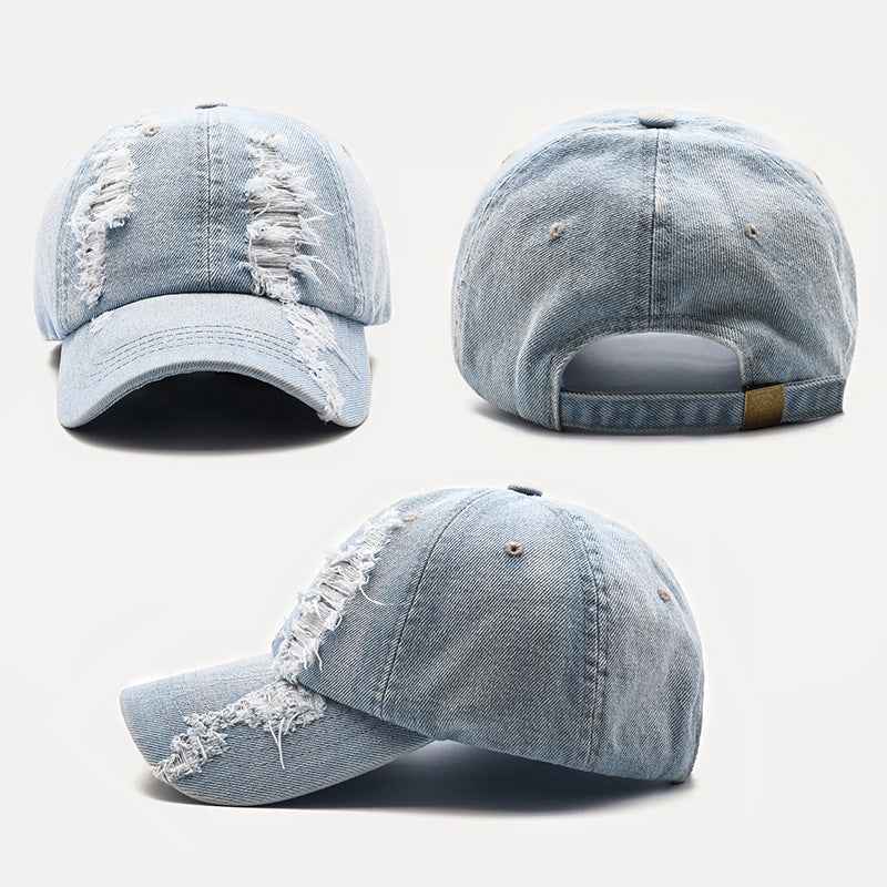 Unisex Distressed Washed Denim Baseball Caps