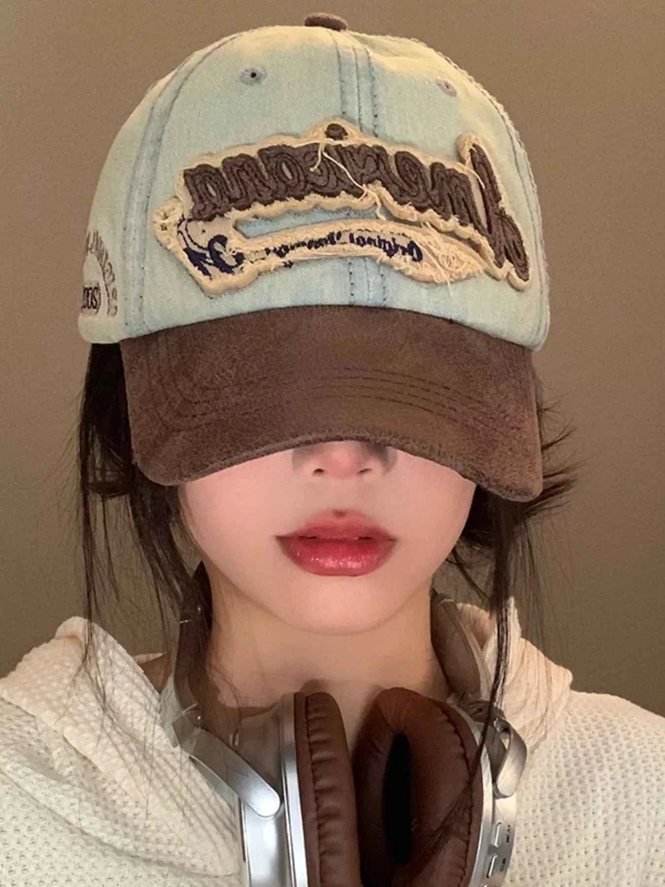Vintage Washed Embroidered Denim Baseball Cap