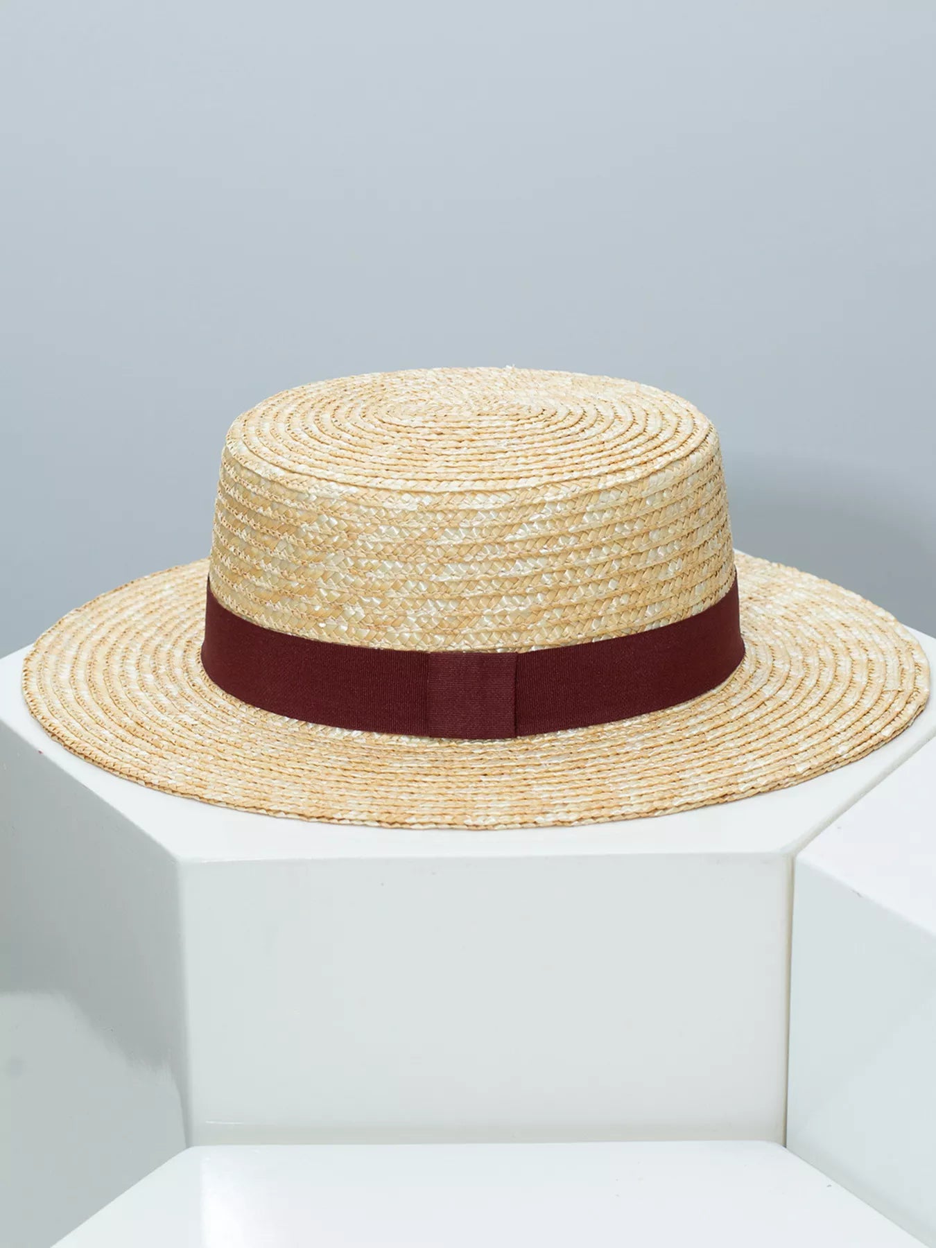 Colorful Straw Boater Hat with Ribbon