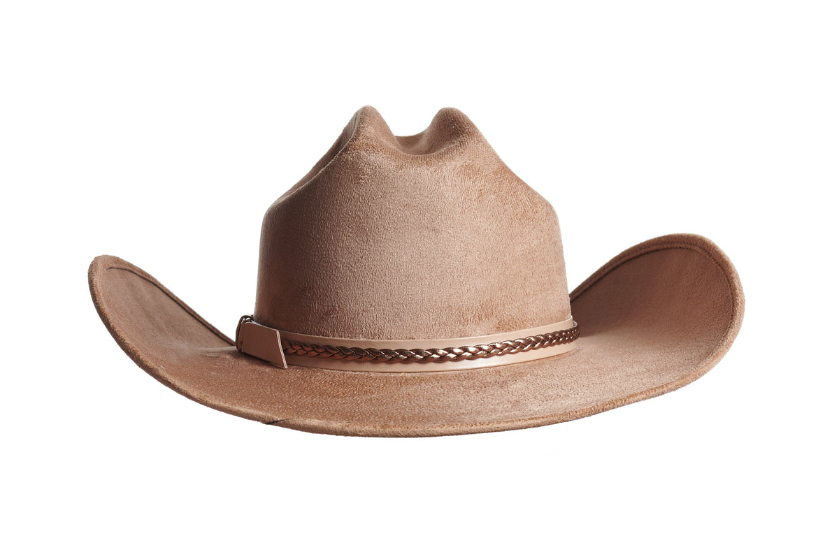 ASN Hats Nomad Tan tan cowboy hat, rear view showing the crown and trim