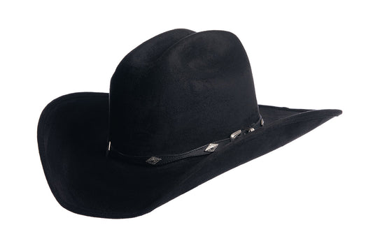 ASN Hats Dolly- Black black cowboy hat, side profile showing the hatband