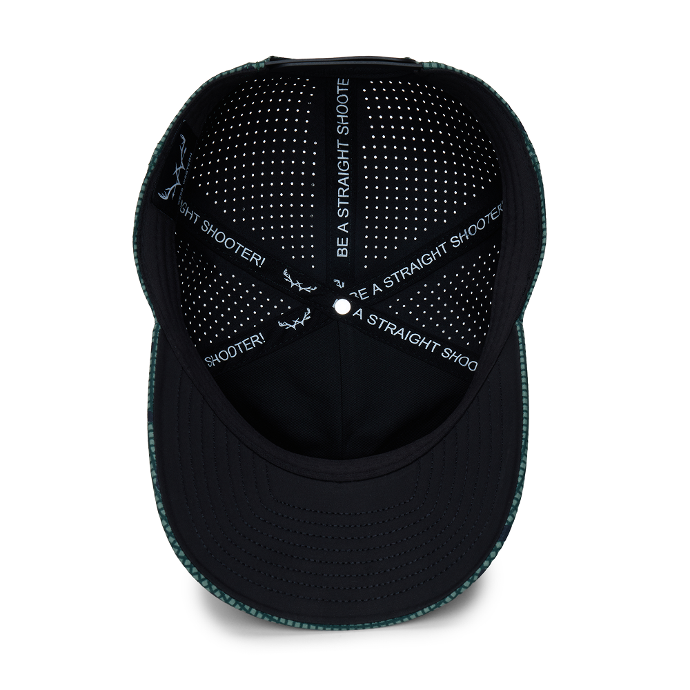Webb Western DNC (green) cap, interior view showing the sweatband and crown seams