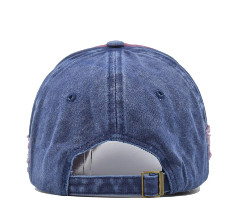 Embroidered Ripped Retro Duck Tongue Stitching Letters Baseball Caps
