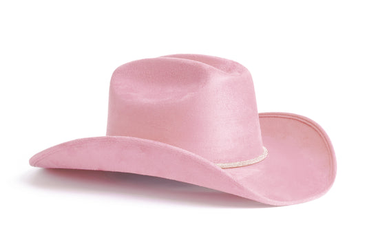 ASN Hats Kenny Light Pink light pink cowboy hat, side profile showing the hatband
