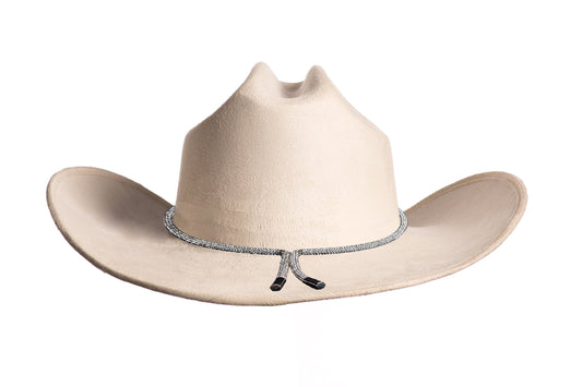 ASN Hats Kenny Cream cream cowboy hat, opposite angle showing the curved brim
