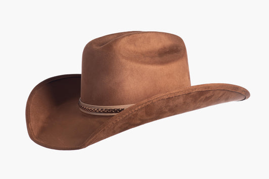 ASN Hats Nomad Brown brown cowboy hat, side profile showing the curved brim