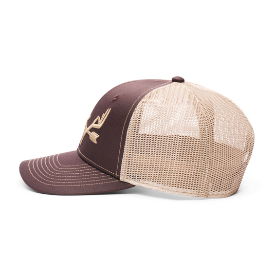Webb Western Rusty Antler cap, side profile showing the mesh back and brim