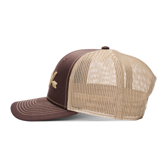 Webb Western Rusty Spur cap, side profile showing the mesh back and brim