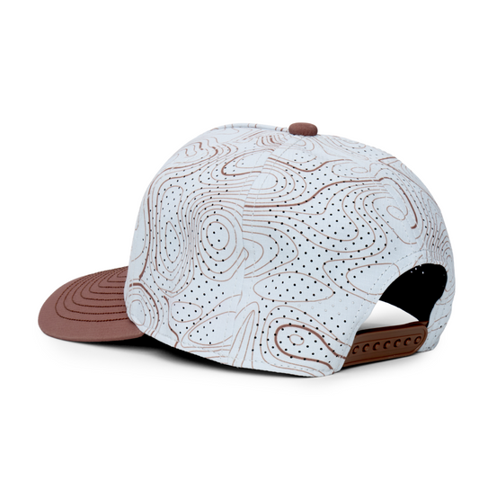 Webb Western Topo Camo (cream/brown) cap, rear angle showing the adjustable snapback closure