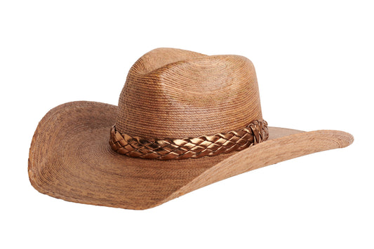 ASN Hats Western natural cowboy hat, side profile showing the hatband
