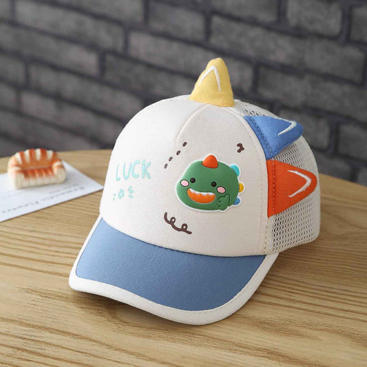Kids Brown 3D Dinosaur Mesh Trucker cap side angle
