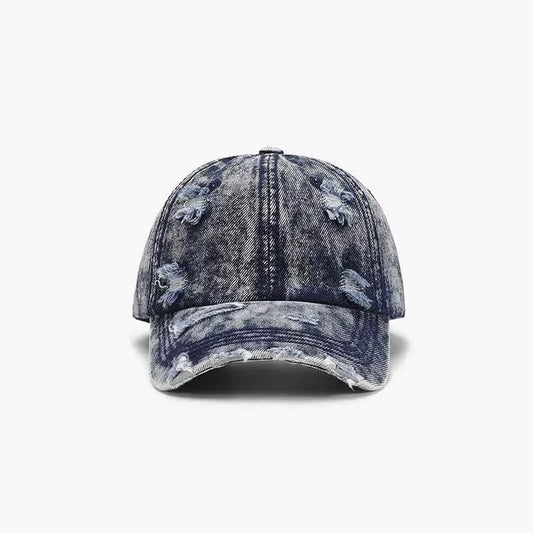 Distressed Cotton Baseball Cap – Dark Vintage Wash