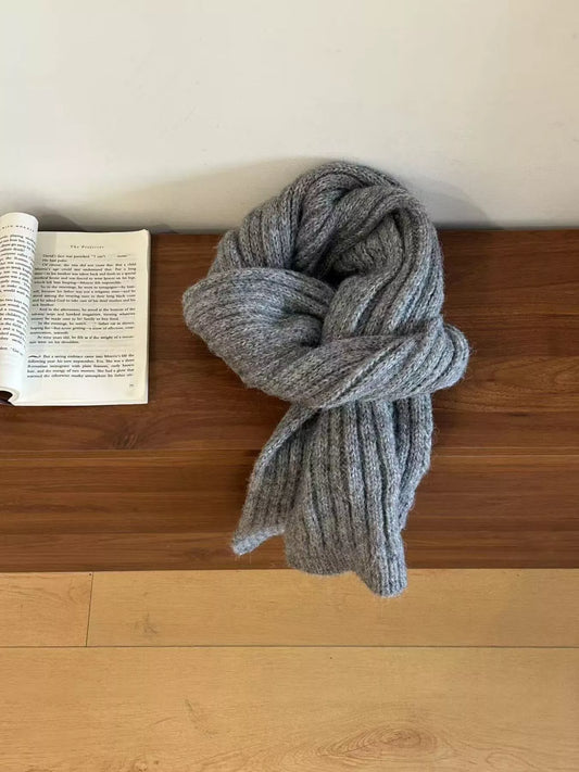 Unisex Cozy Knitted Winter Scarf in Mocha - styled detail 2