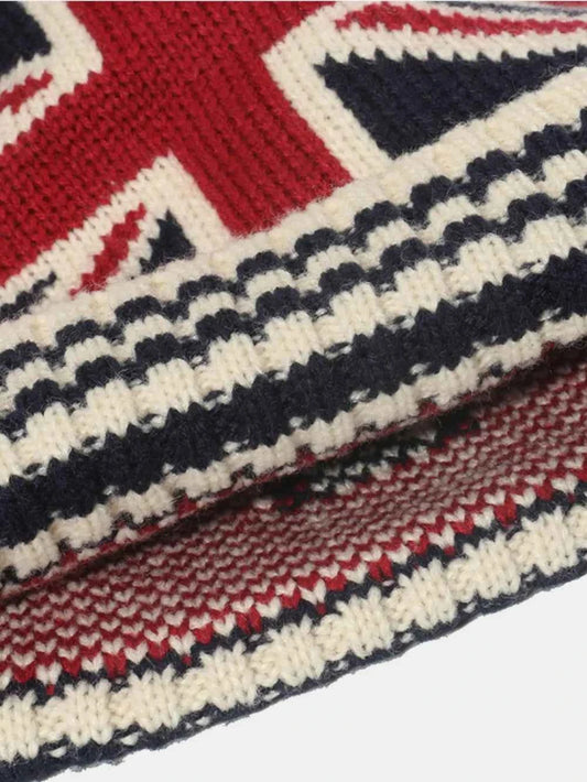 US flag knit beanie roll rim style B detail