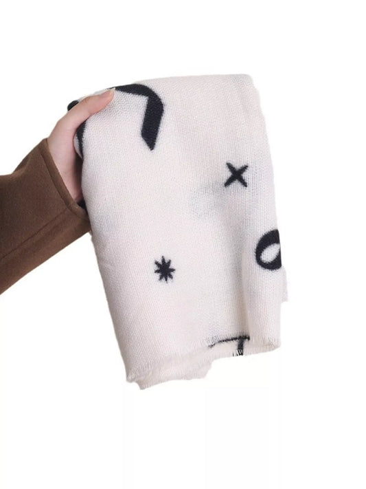 Women's Bow Print Lightweight Scarf in Black - styled detail 2