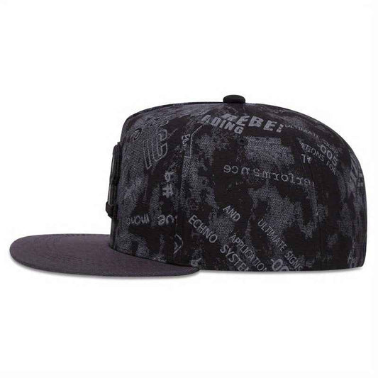 Gray R patch flat brim snapback cap