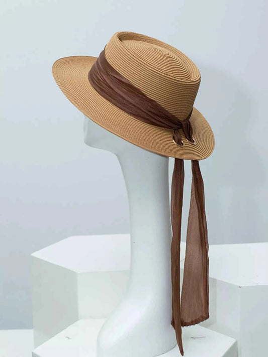 Ribbon Accent Straw Sun Hat