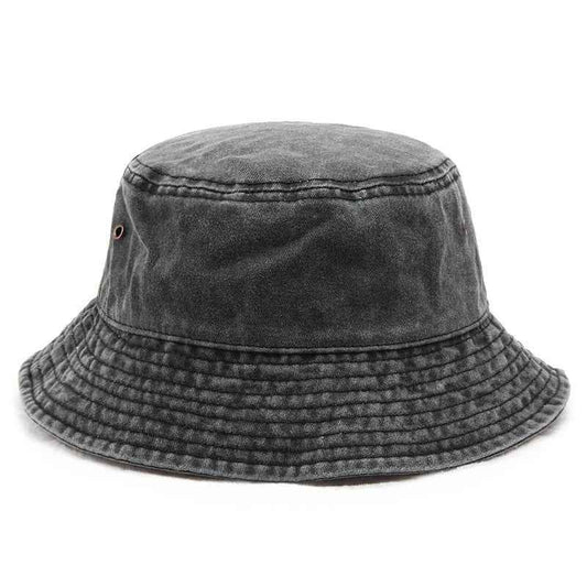 Gray unisex cotton bucket hat front view
