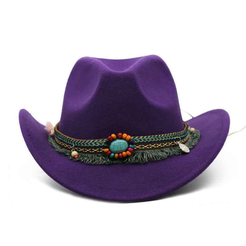Unisex Cowboy Hats Curled Felt