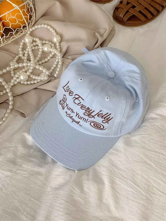 Blue Embroidered Cotton Baseball Cap